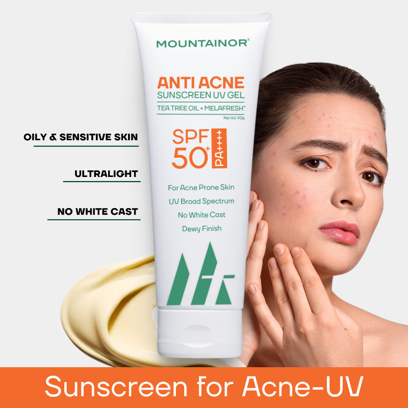 Sunscreen for Oily Skin, Anti Acne UV Face Gel SPF 50 PA++++ Glow, Matte & No White Cast