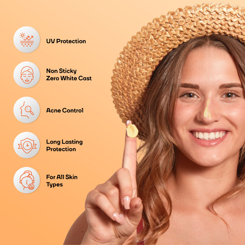Sunscreen for Oily Skin, Anti Acne UV Face Gel SPF 50 PA++++ Glow, Matte & No White Cast