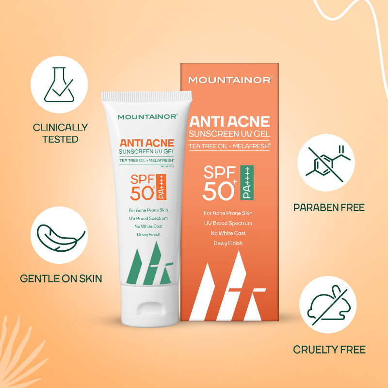 Sunscreen for Oily Skin, Anti Acne UV Face Gel SPF 50 PA++++ Glow, Matte & No White Cast