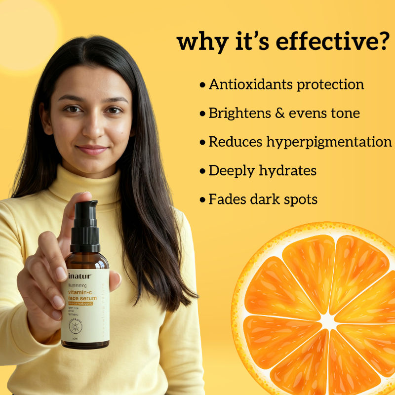 Vitamin-C Serum with Hyaluronic Acid, Amla & Turmeric, Lightweight Formula for Glowing Skin