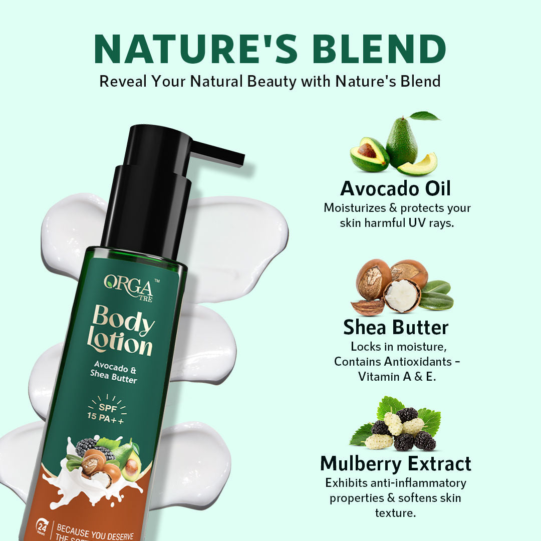 Body Lotion With Avocado & Shea Butter, Spf 15 Pa++ – Moisturizes Dry Skin