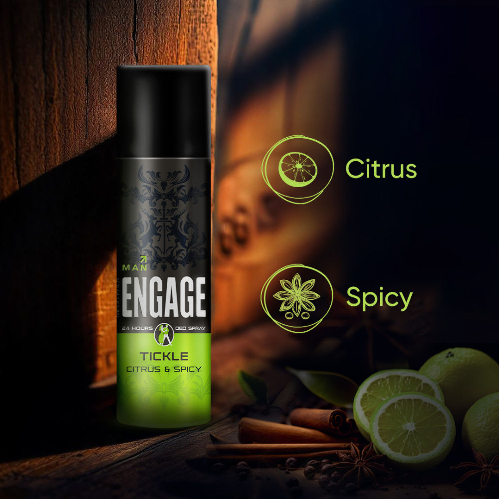Tickle Deo Spray For Men, Citrus & Spicy, Skin Friendly, Long-Lasting