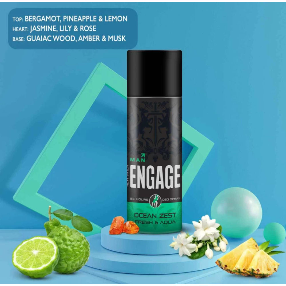 Ocean Zest Deodorant for Men, Citrus & Aqua, Skin Friendly, Long-Lasting