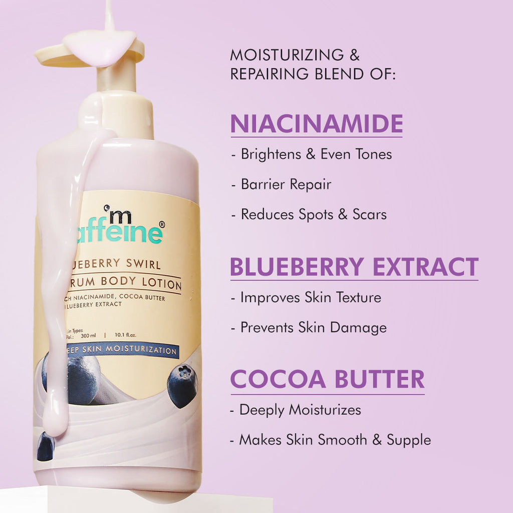 Blueberry Swirl Serum Body Lotion 72 hrs Deep Moisturization With Niacinamide