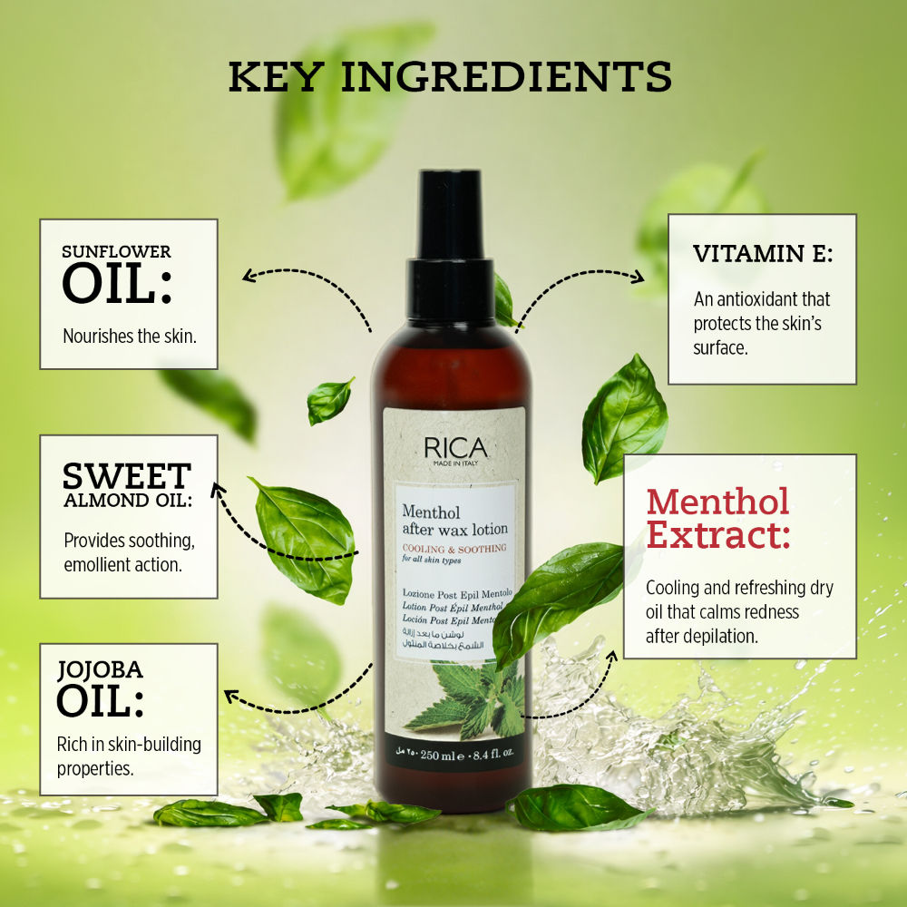 Menthol After Wax Lotion For All Skin Type With Sun Flower Oil, Jojoba Oil & Vitamin E