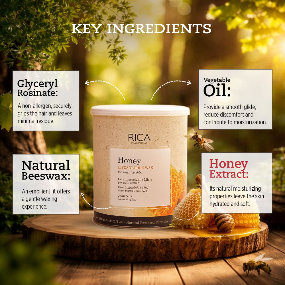 Honey Liposoluble Wax For Sensitive Skin With Glyceryl Rosinate & Natural Beeswax