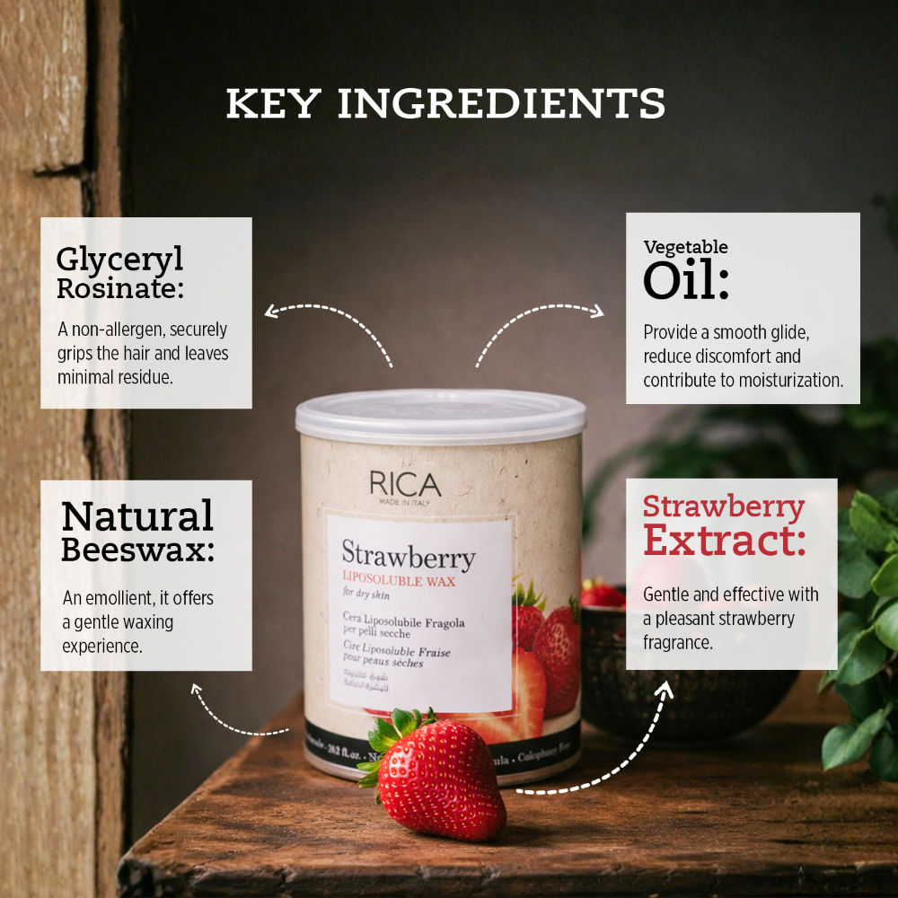 Strawberry Liposoluble Wax For Dry Skin With Glyceryl Rosinate & Natural Beeswax