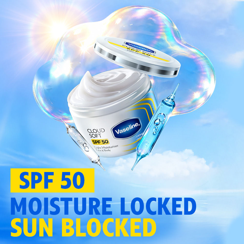 Cloud Soft SPF 50 Light Moisturiser with Ceramides & Hyaluron for Non-Sticky Hydration