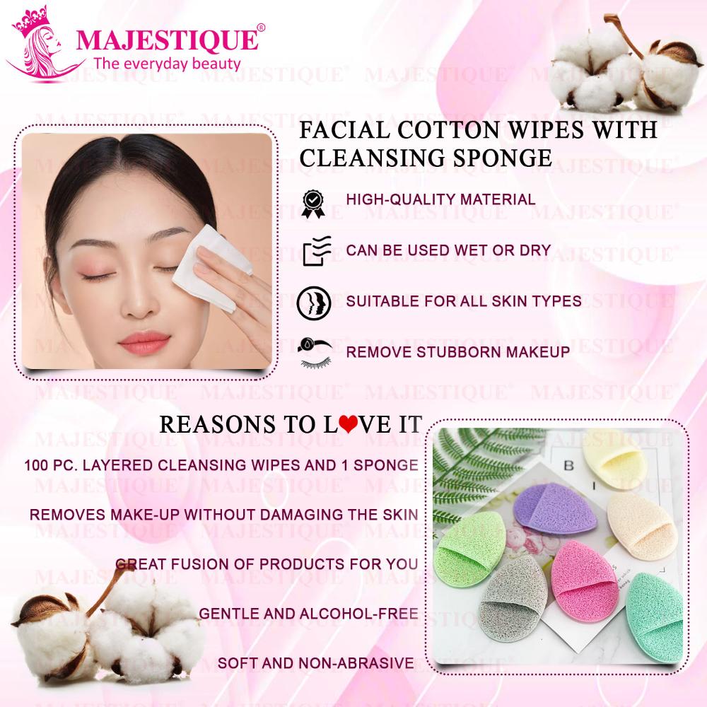 Cotton Face Pads with Reusable Sponge for Daily Makeup Removal - Color May Vary