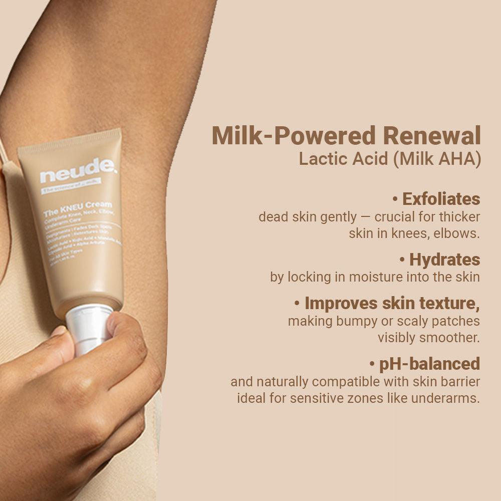 Knee, Neck, Elbow & Underarm Depigmentation Cream with Lactic, Kojic and Glycolic Acid