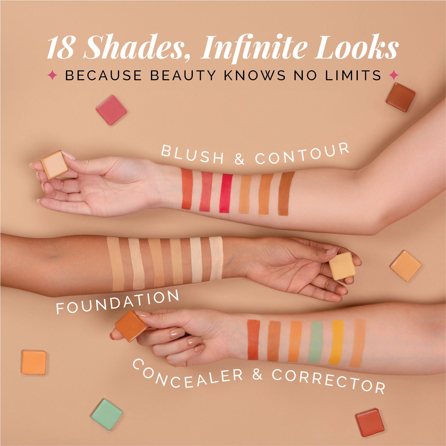 18 Shades Makeup Palette Foundation Concealer, Contour & Blush for Blendable Matte Makeup