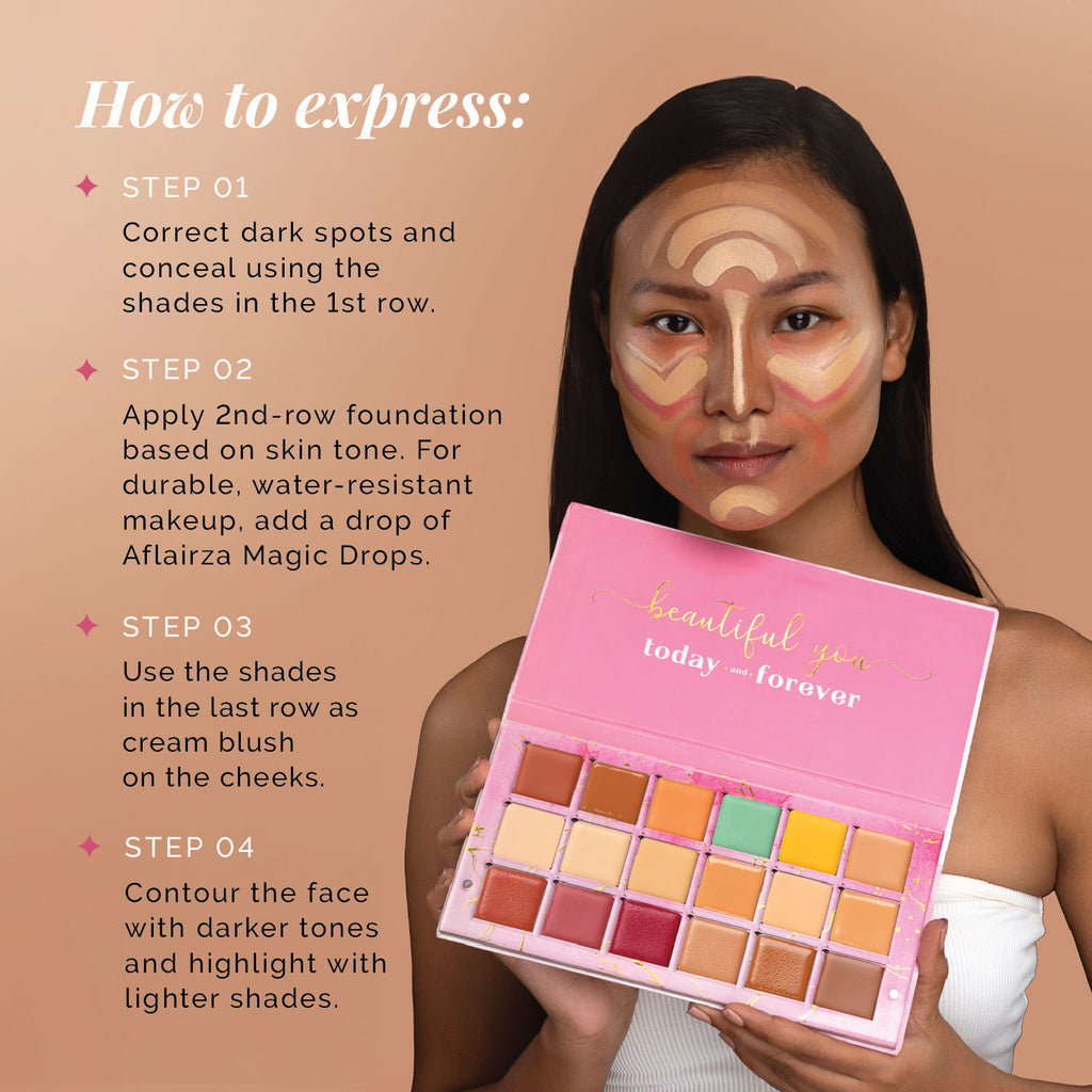 18 Shades Makeup Palette Foundation Concealer, Contour & Blush for Blendable Matte Makeup