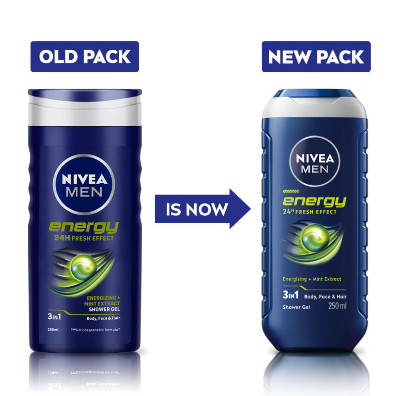 MEN Body Wash, Energy with Mint Extracts, Shower Gel for Body, Face & Hair