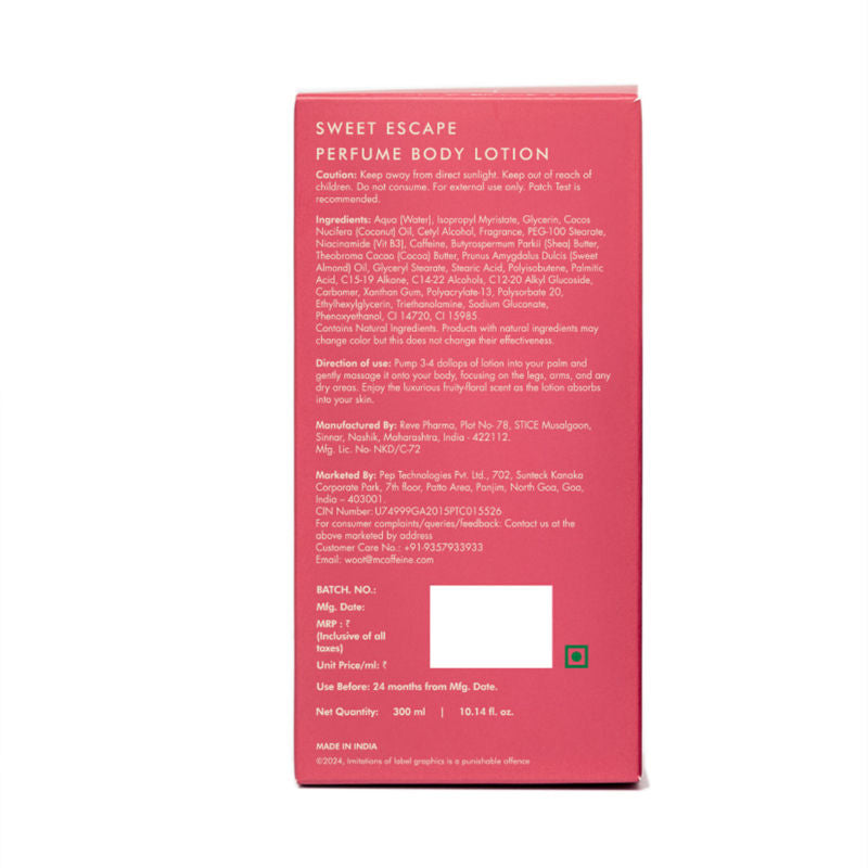 Sweet Escape Perfume Body Lotion With Niacinamide & Cocoa Butter Fruity Floral Fragrance