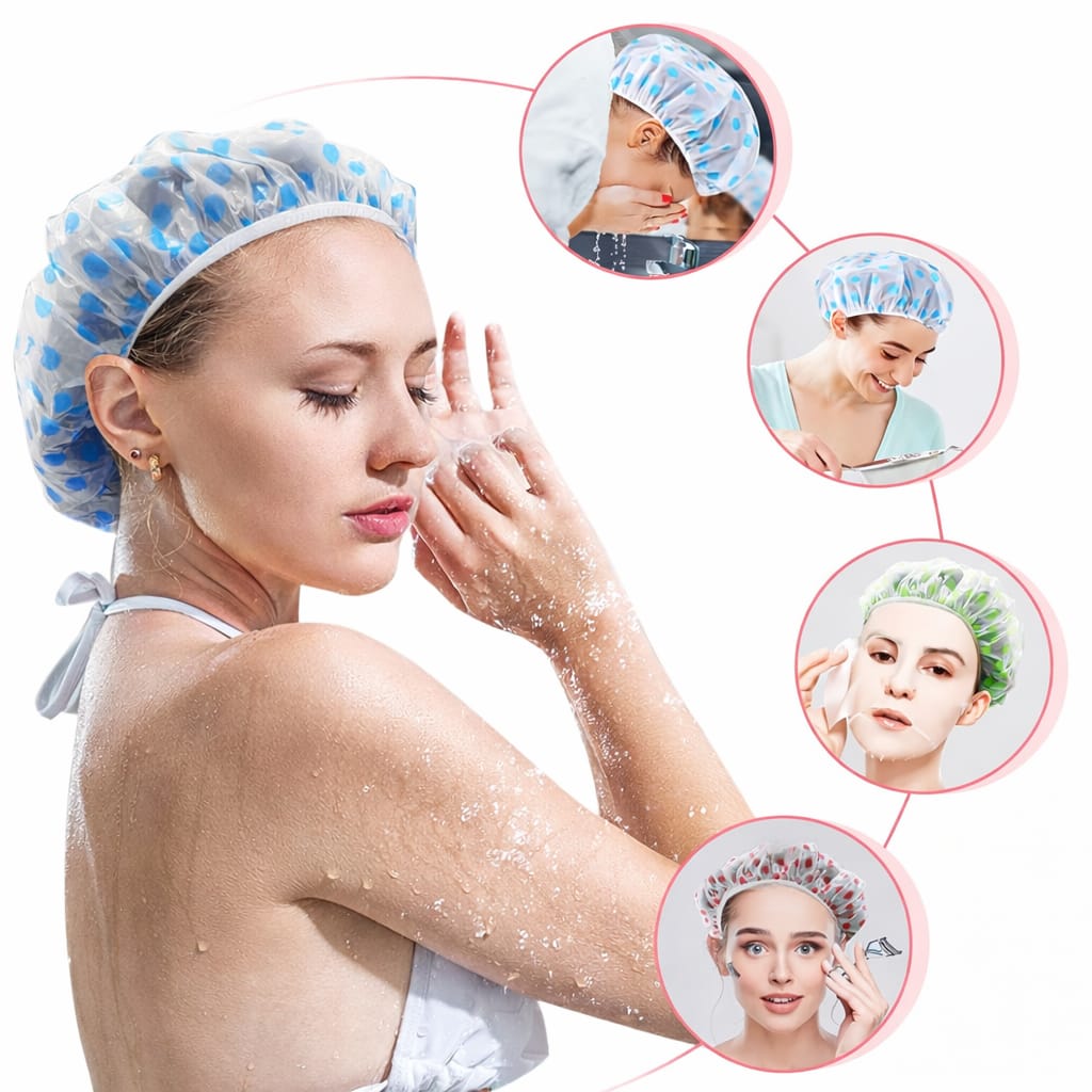 Reusable Waterproof Multicolour Shower Caps for Women, Men, Kids, and Babies