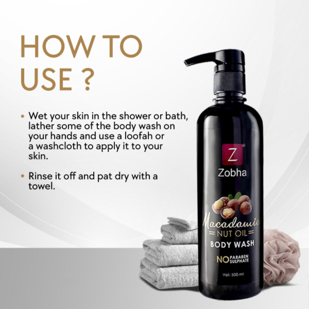 Body Wash with 100% Natural Macadamia Paraben and Sulphate Free