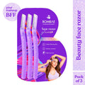 Glamup Face And Eyebrow Facial Hair Remover-Painless Glitter Razor For Beauty Makeup-3 Pack