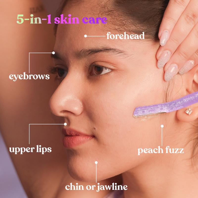 Glamup Face And Eyebrow Facial Hair Remover-Painless Glitter Razor For Beauty Makeup-3 Pack