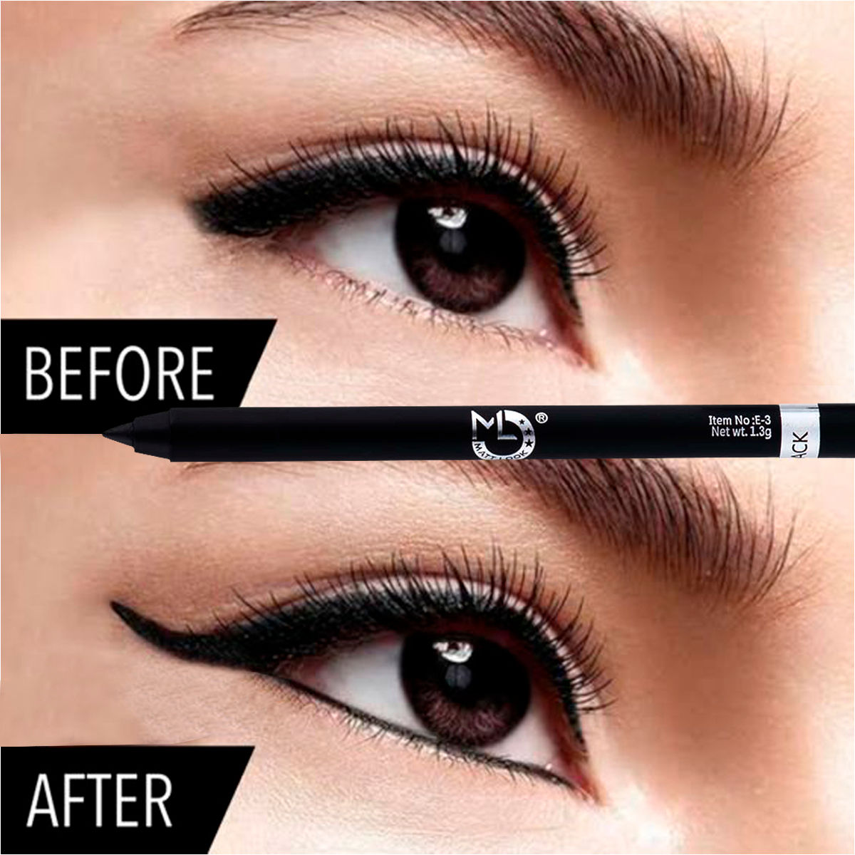 Single Stroke Super Glide 24 Hours Water Proof Smudge Proof Eyeliner Kohl Kajal - Jet Black