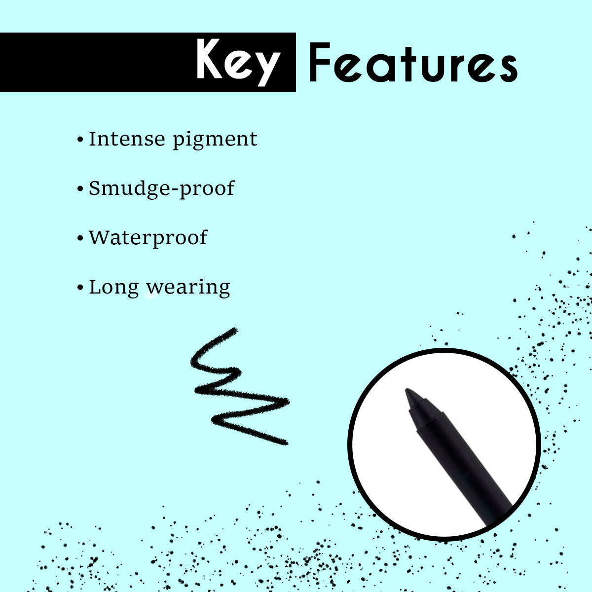 Single Stroke Super Glide 24 Hours Water Proof Smudge Proof Eyeliner Kohl Kajal - Jet Black