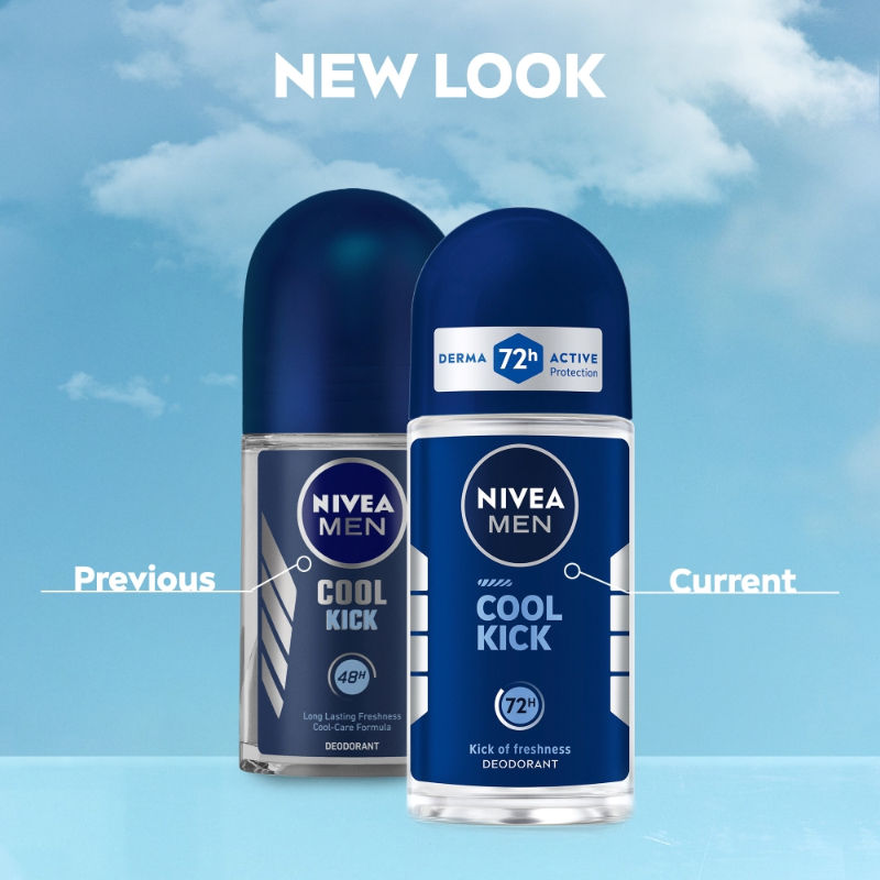 Men Deodorant Roll On, Cool Kick, 48h Long lasting Freshness