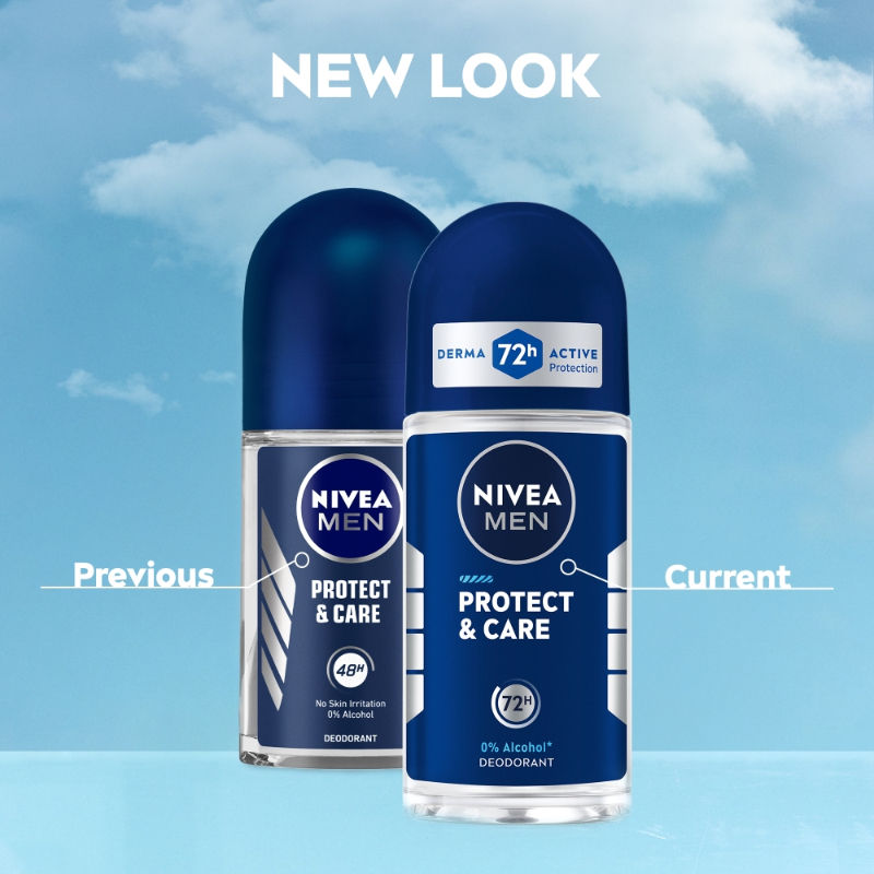 MEN Deodorant Roll On, Protect & Care, No Skin Irritation & 48h Freshness