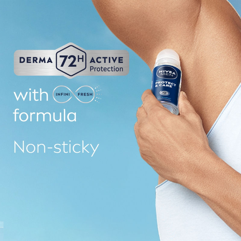 MEN Deodorant Roll On, Protect & Care, No Skin Irritation & 48h Freshness