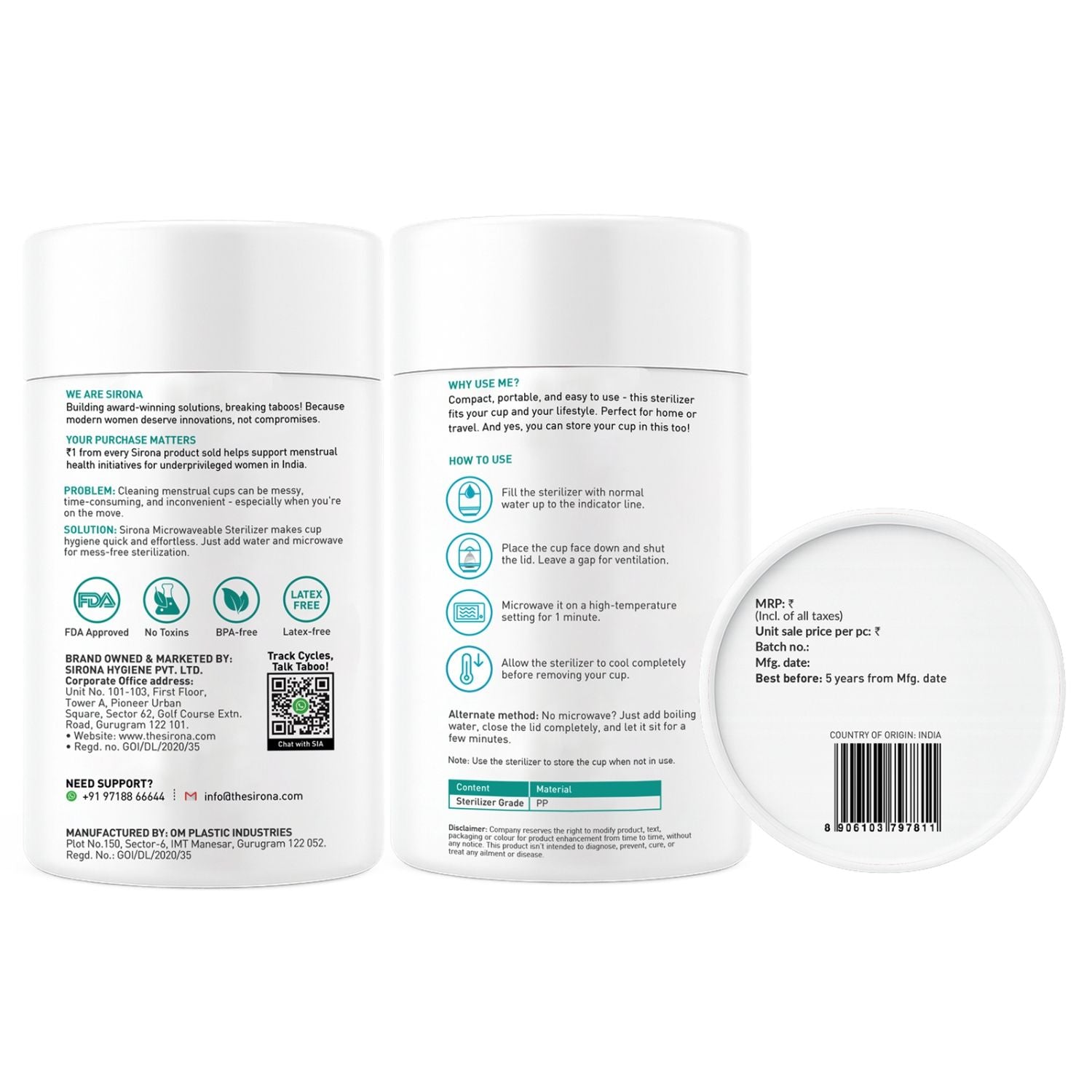 Reusable & Portable Menstrual Cup Sterilizer, Microwave-Safe, Quick & Safe Cup Sterilization