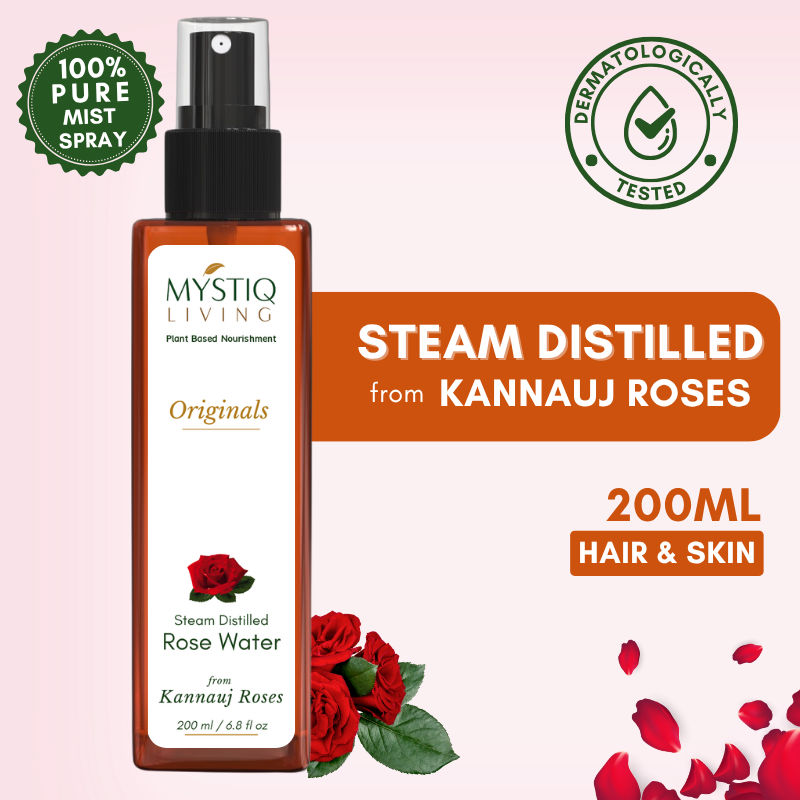 Rose Water Pure & Natural Spray Face Toner, Gulab Jal For Skin & Hair - 200ml