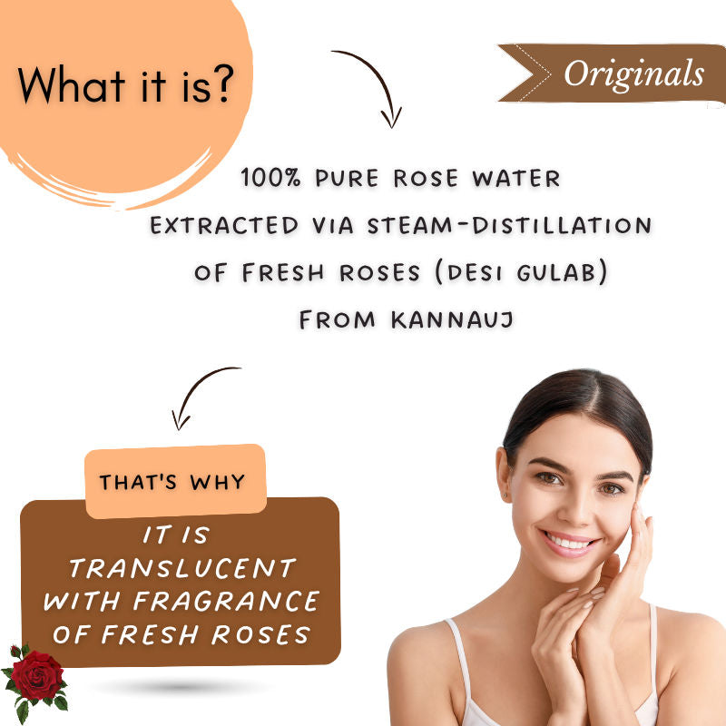 Rose Water Pure & Natural Spray Face Toner, Gulab Jal For Skin & Hair