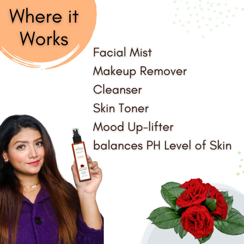 Rose Water Pure & Natural Spray Face Toner, Gulab Jal For Skin & Hair