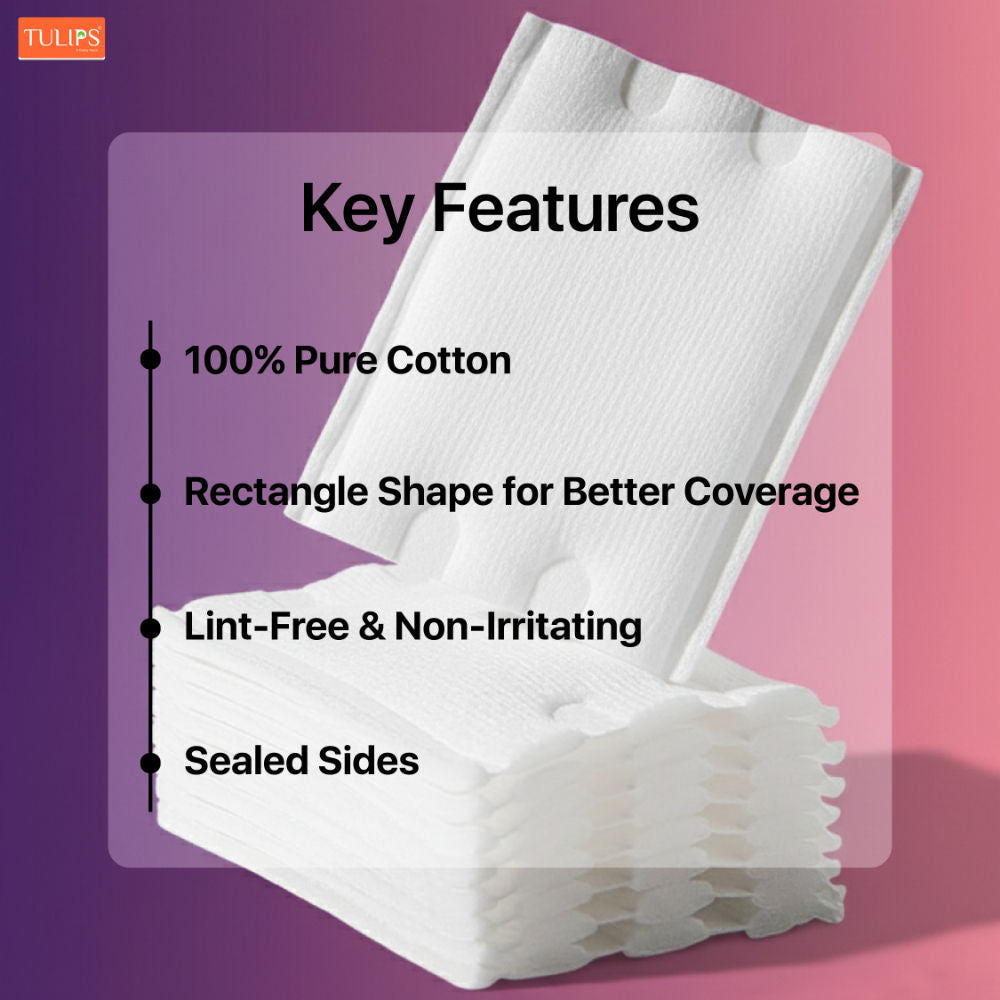 Rectangle Cotton Pads for Applying Removing Makeup - 150 Piece