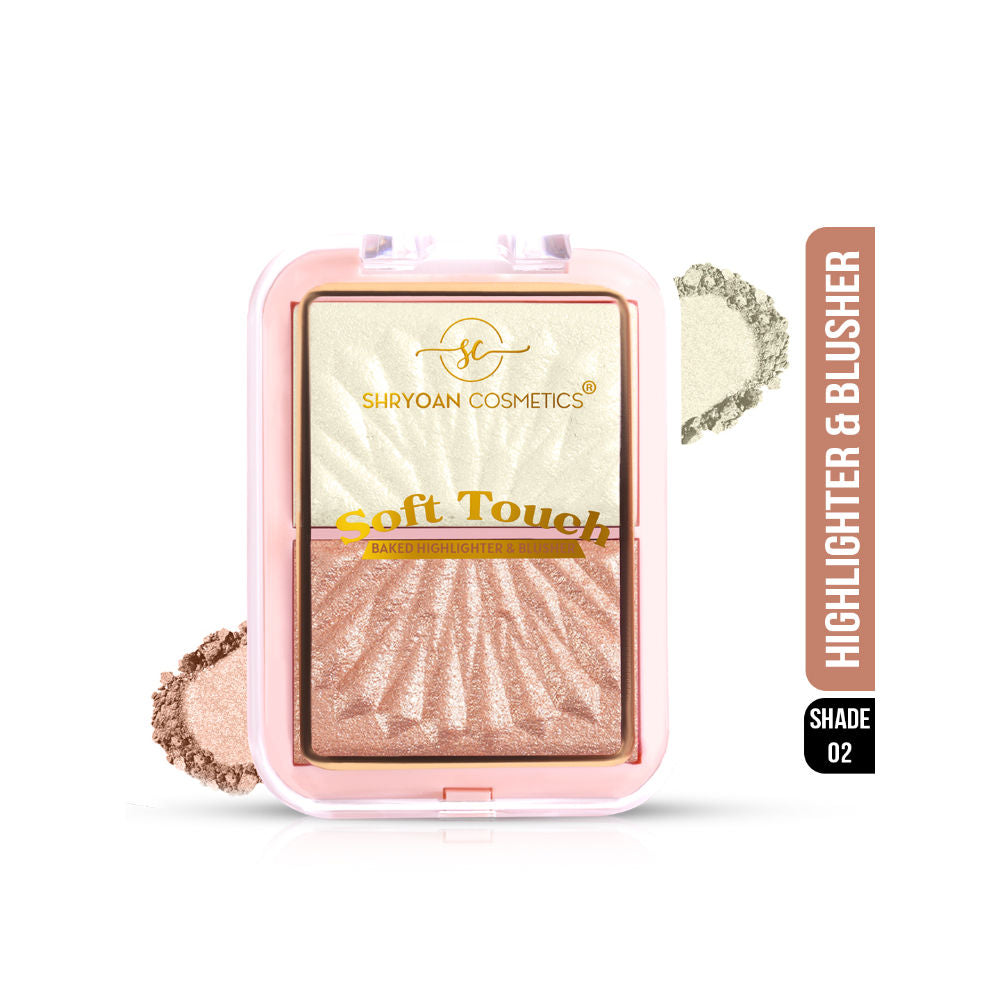 Soft Touch Baked Shimmery Finish Highlighter & Blush Palette - 2