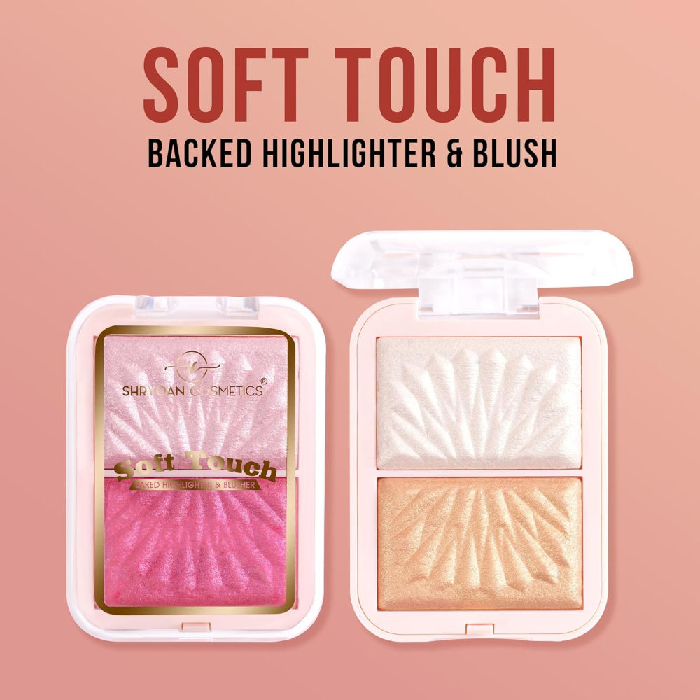 Soft Touch Baked Shimmery Finish Highlighter & Blush Palette