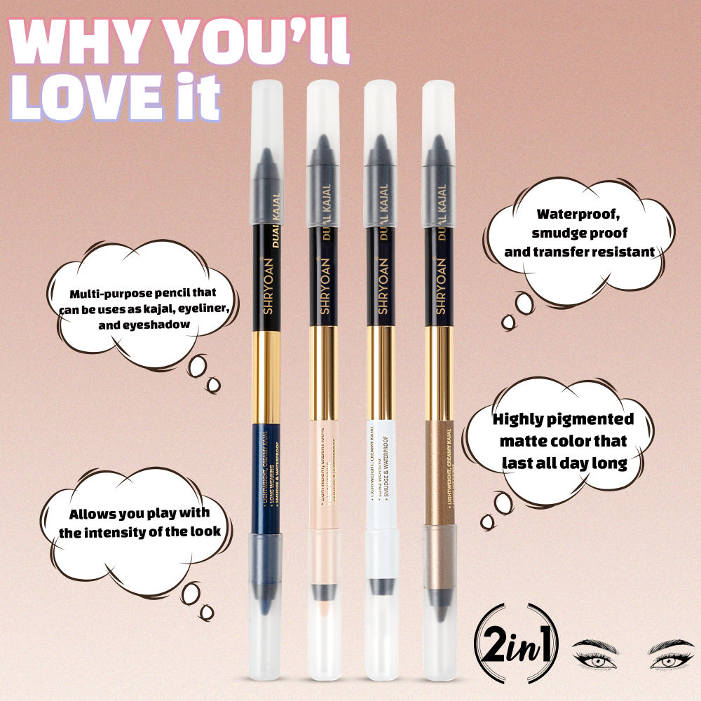 Shimmery Dual Kajal with Sharpener - Black-Brown