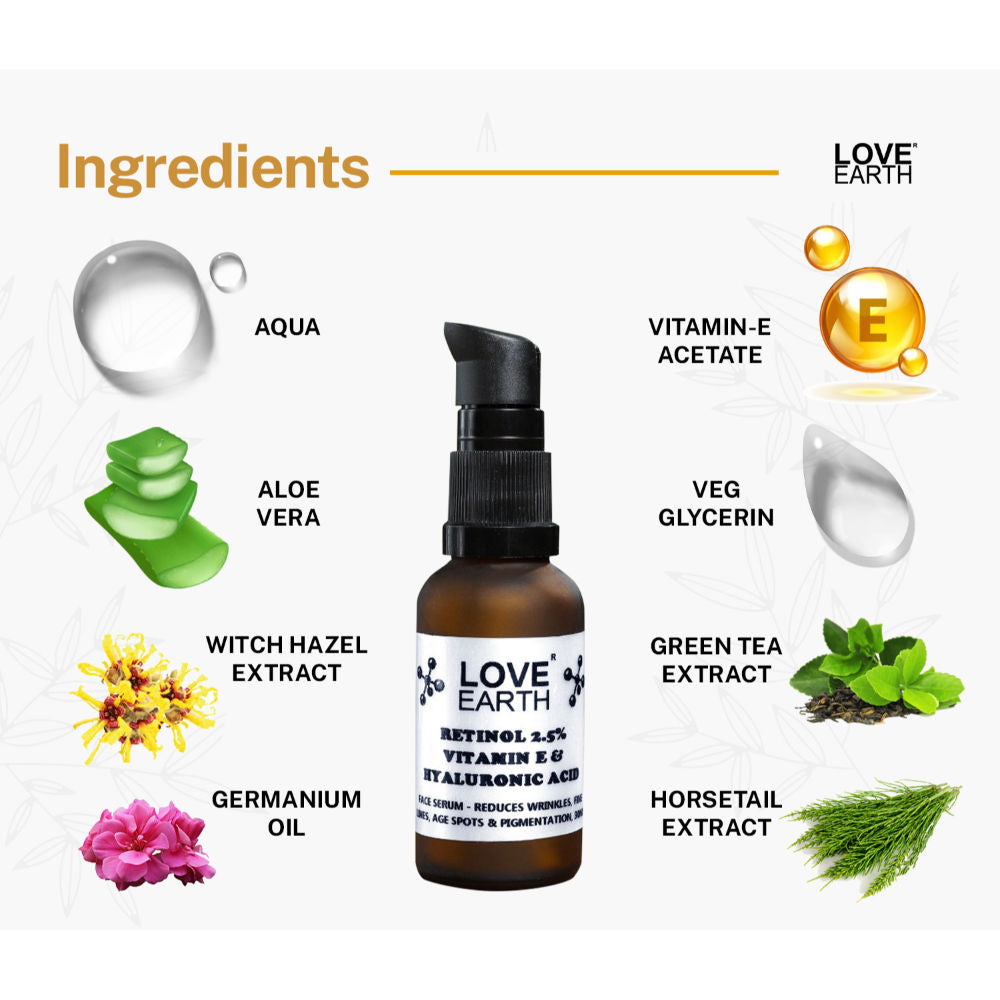 Retinol2.5% Serum for Reducing Wrinkles & Fine Lines with Vitamin E & Hyaluronic Acid