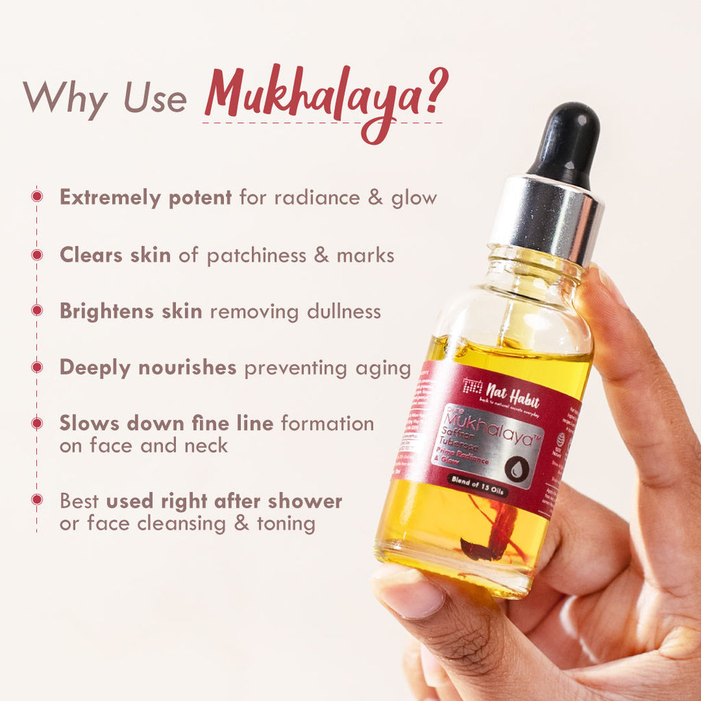 Pure Saffron Tuberose Face Oil For Glowing Skin, Radiance & Glow Facial Oil Mukhalaya