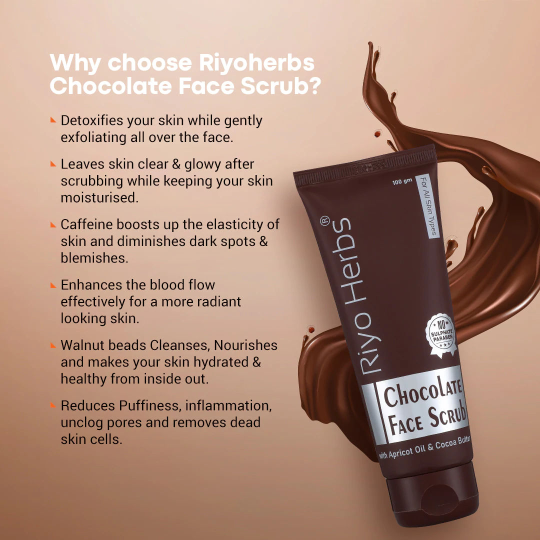 Chocolate Face Scrub with Cocoa Butter helps Dark Spots Reduction