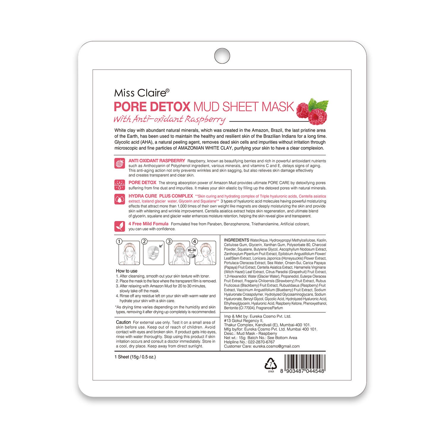 Pore Detox Mud Sheet Mask With Anti Oxidant Raspberry
