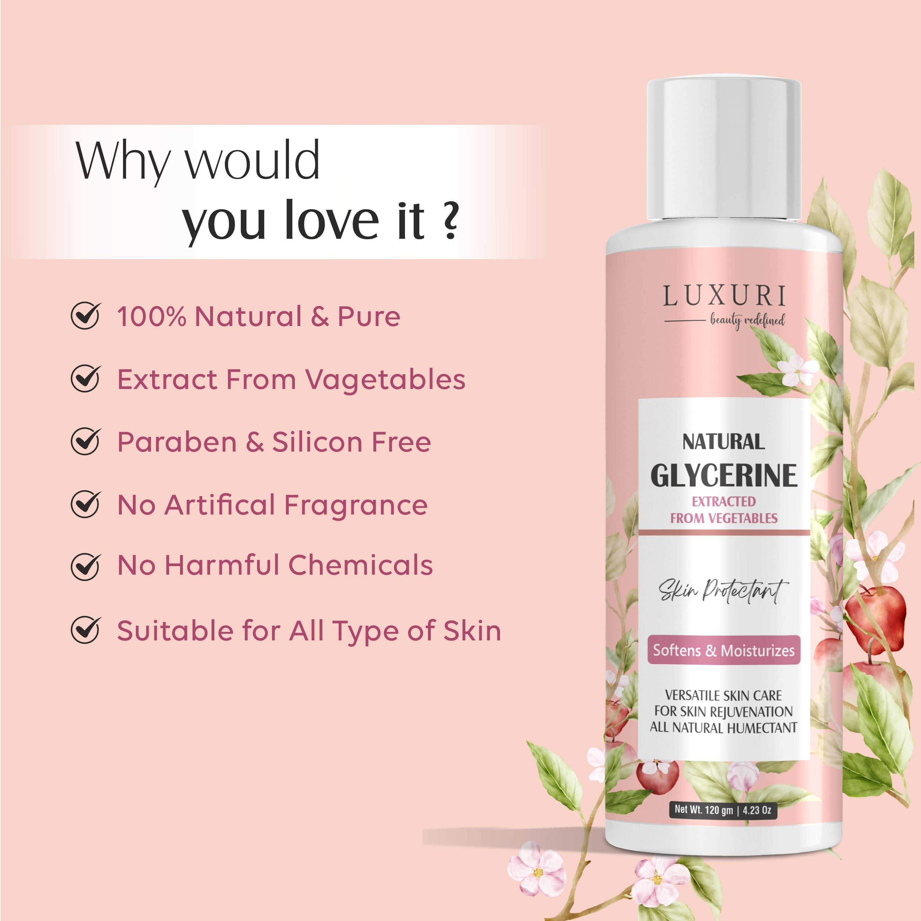 Luxuri 100% Natural Glycerine For Face And Hair Care