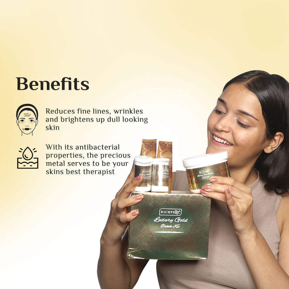 Luxury Gold Bleach for Radiant, Glowing Skin , Brightens Complexion & Enhances Glow
