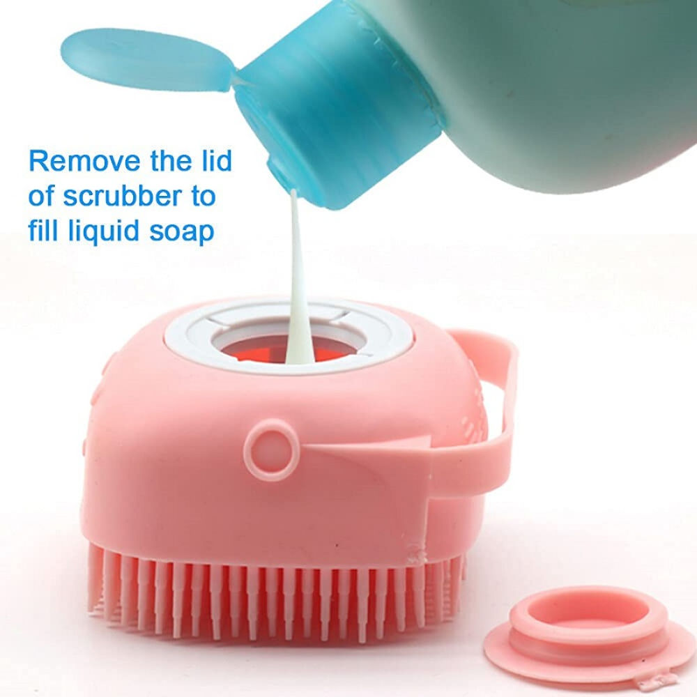 Silicone Shower Scrubber Exfoliating Bath Brush With Soap Dispenser Mix Color