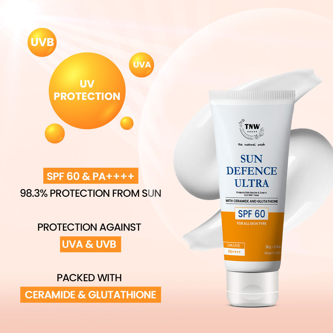Sun Defence Sunscreen SPF 60 UVA UVB PA++++ Sunblock Suncream