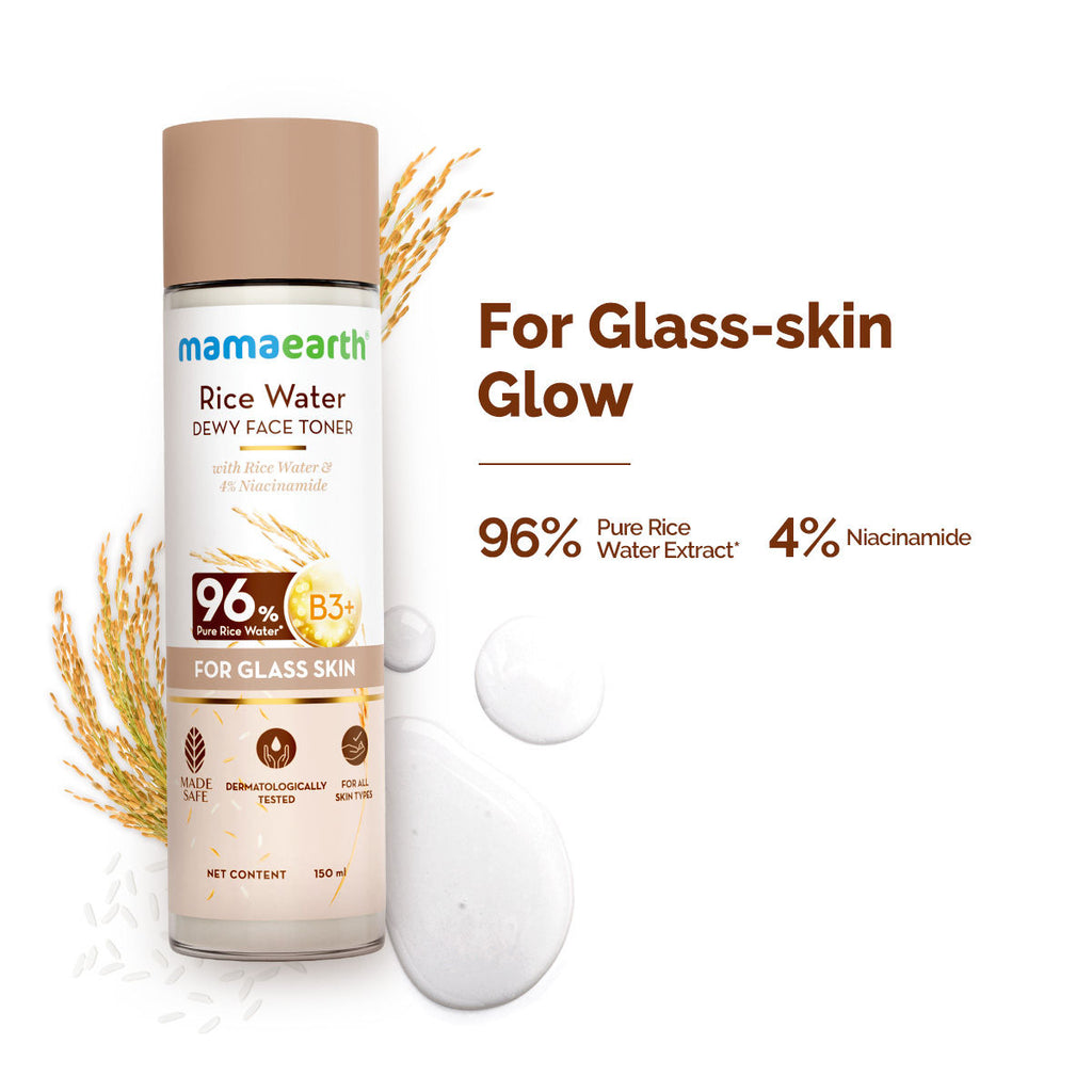 Rice Water Dewy Face Toner with 4% Niacinamide for Glass Skin and All Skin Types